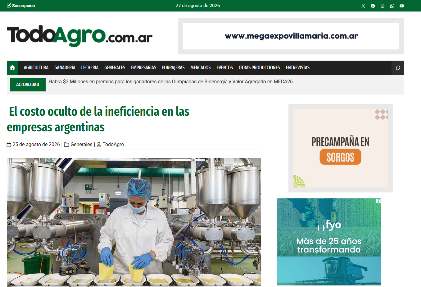 Martín Malara en TodoAgro: el costo oculto de la ineficiencia en las empresas argentinas