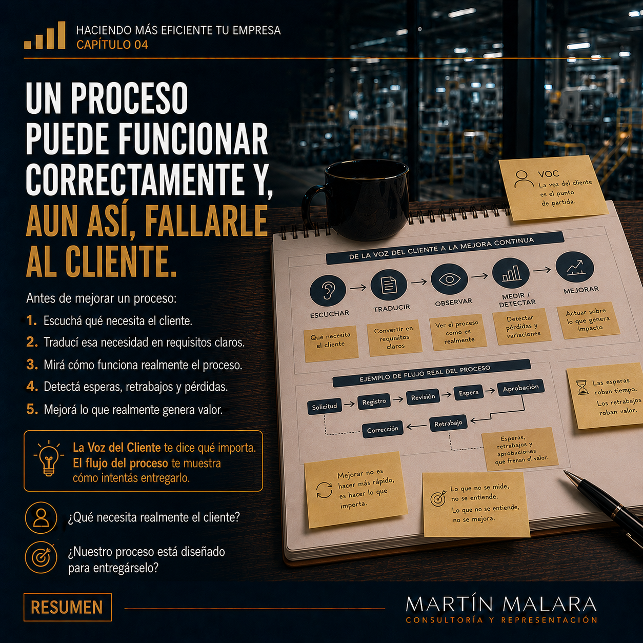 Un proceso puede funcionar correctamente y, aun así, fallarle al cliente